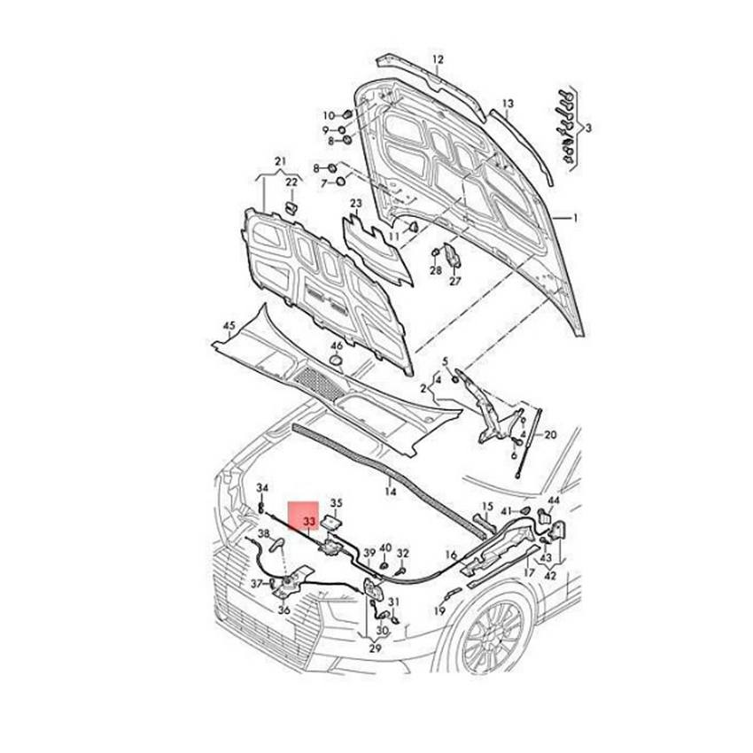 Audi Hood Release Cable 8W0823531C